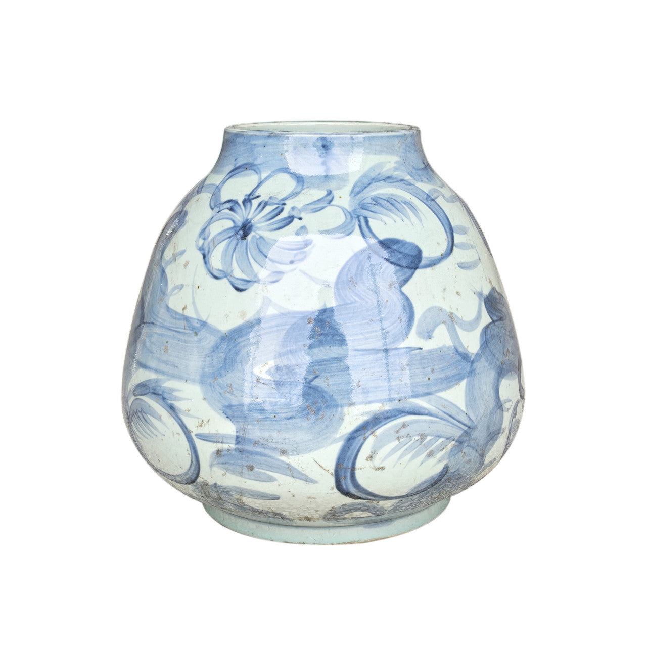 Blue & White.. Porcelain Mandarin Pot Silla Flower Motif