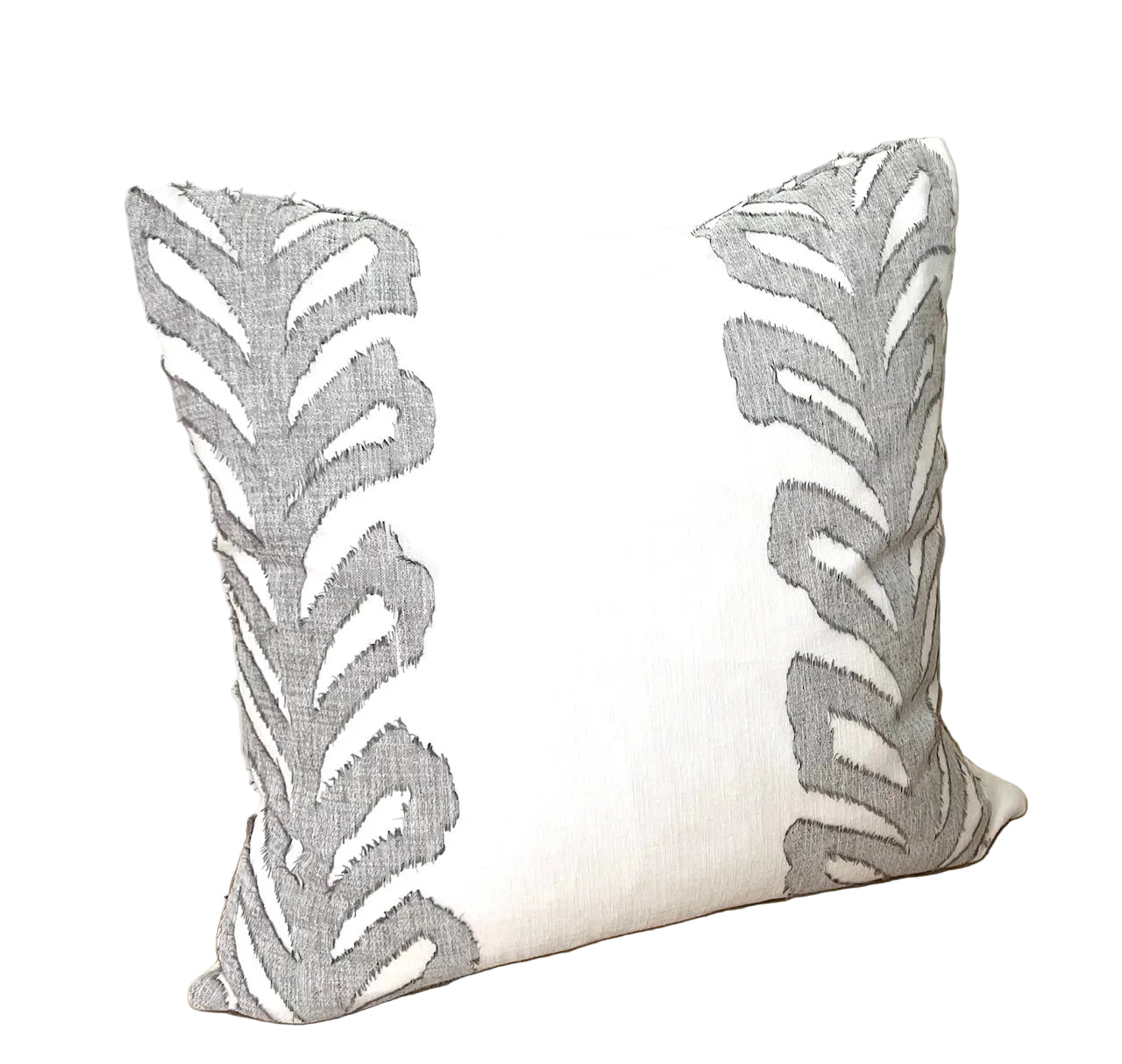 White & grey Lenox Thibaut Design Sheer in polyester & linen blend.  Down Insert Inlcuded.  20”x20”
