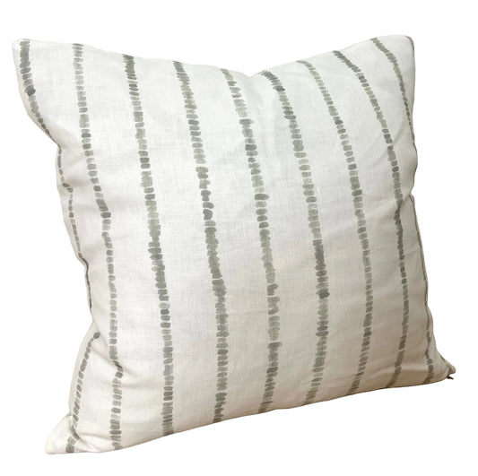 Sea Glass colored Alexis Walter Purslane Seersucker Linen Pillow.  Down insert included. 20” x 20”