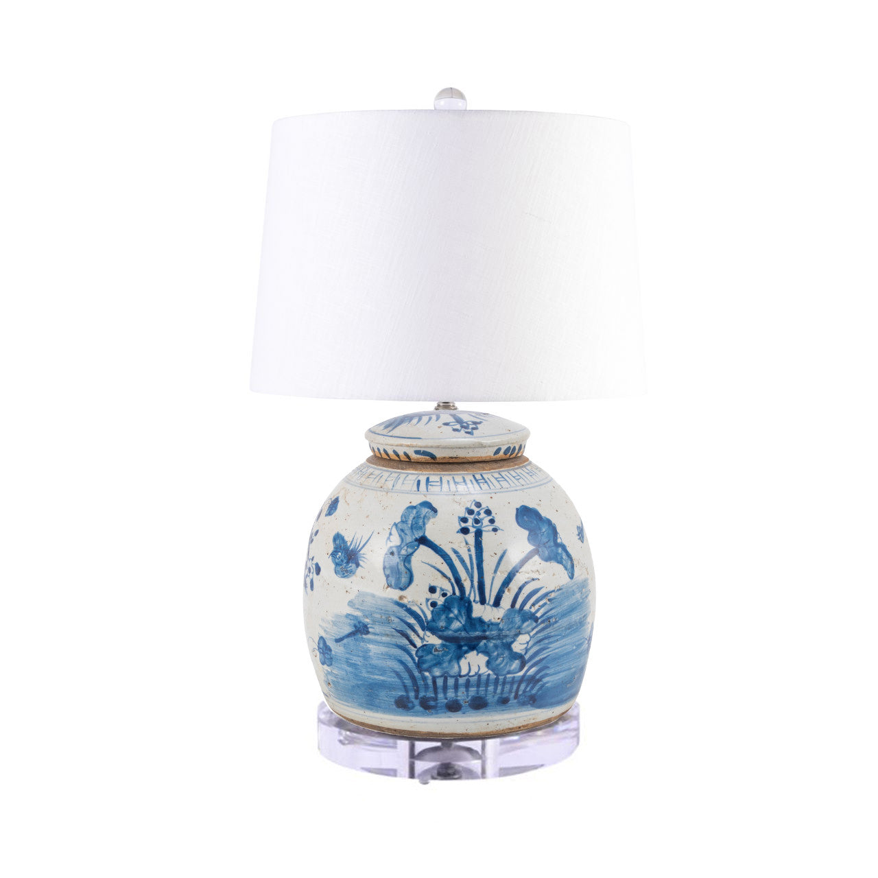 Vintage Ming Jar Lamp Plum Lily Pads / Plum Blossom - 2 Sizes