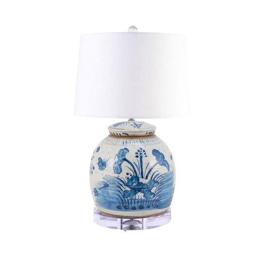 Vintage Ming Jar Lamp Plum Lily Pads / Plum Blossom - 2 Sizes